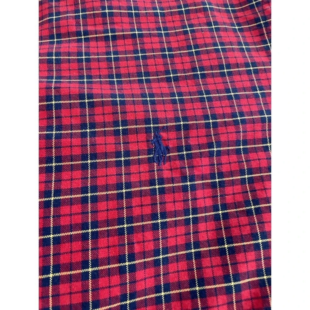 Ralph Lauren Mens Sz XL LS Button Down Shirt Plaid Red‎ Navy SI24